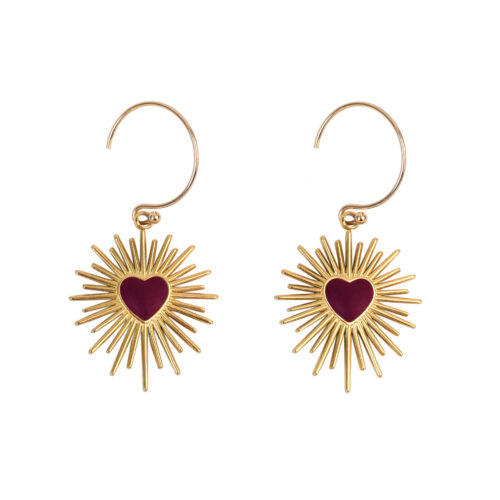 Boucles  or "coeur bordeaux" Gold filled