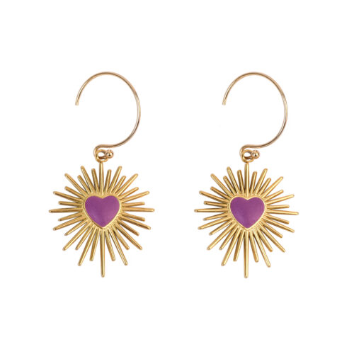 Boucles  or "coeur lilas " Gold filled